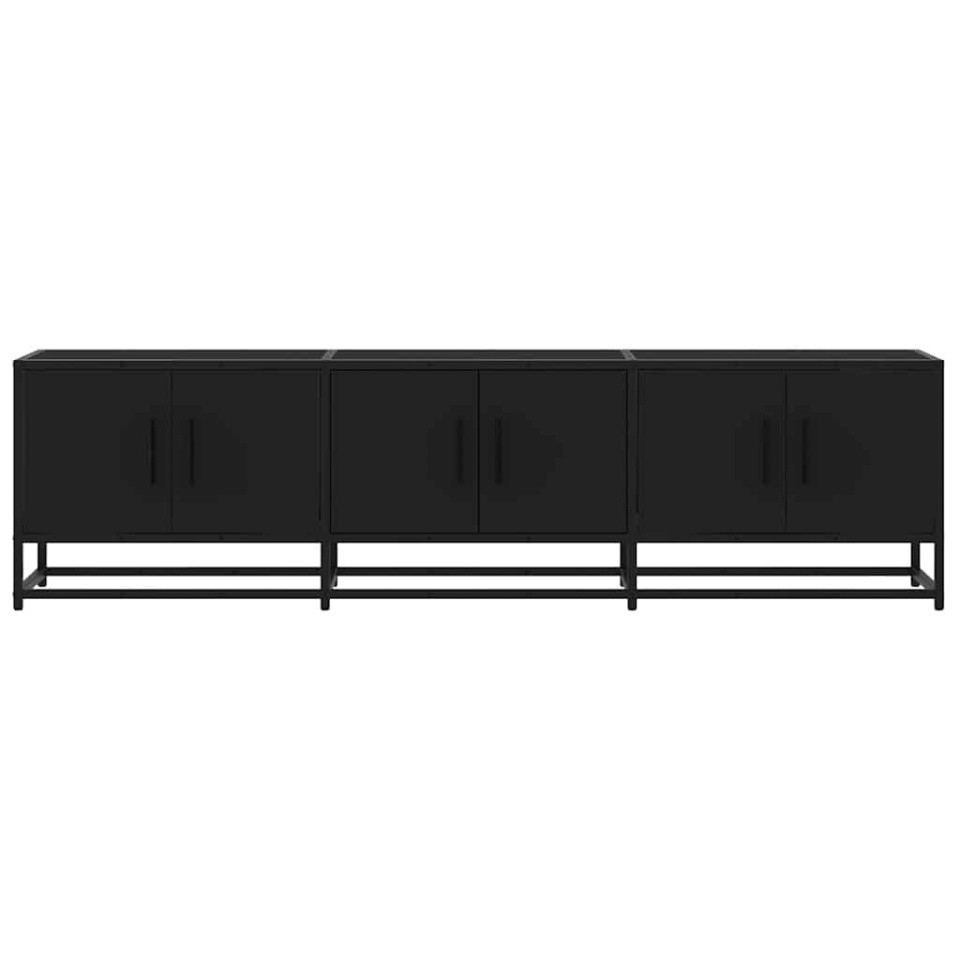 Dulap TV, negru, 150x35x41 cm, lemn prelucrat și metal - 3 | YEO