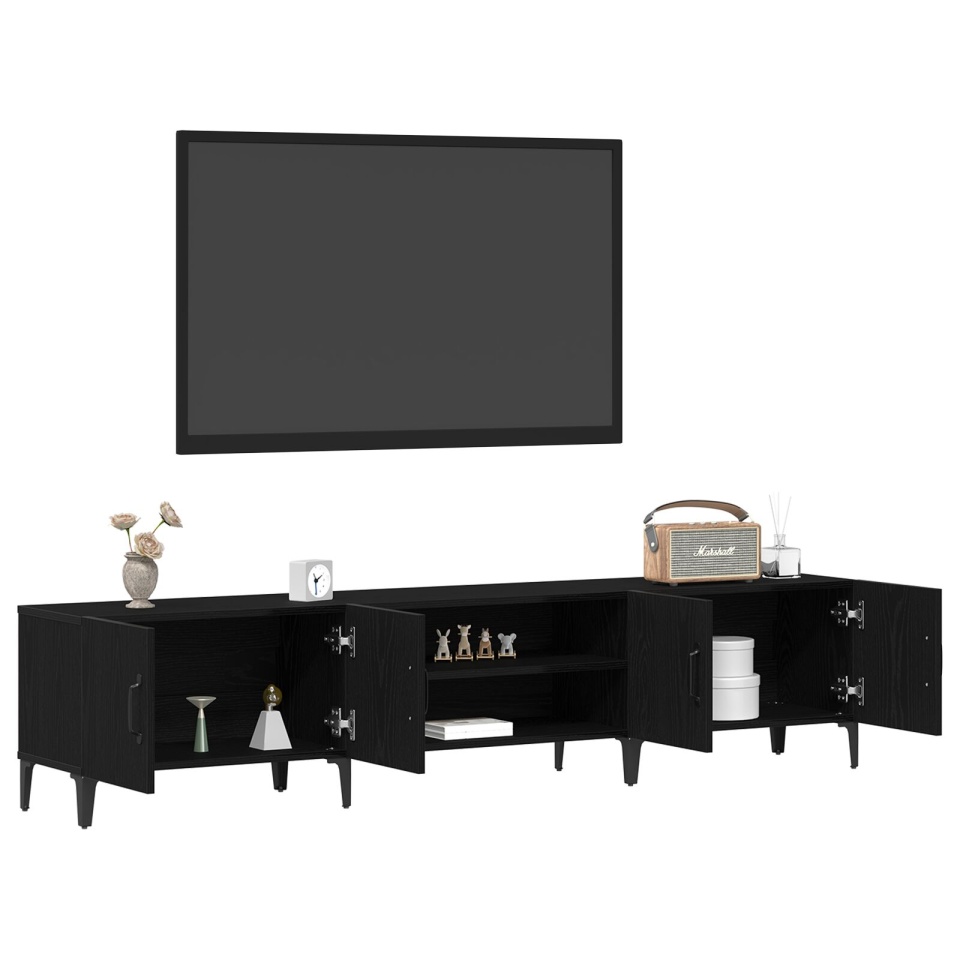Dulap TV Negru Stejar 180x31,5x40 cm Lemn Prelucrat - 2 | YEO