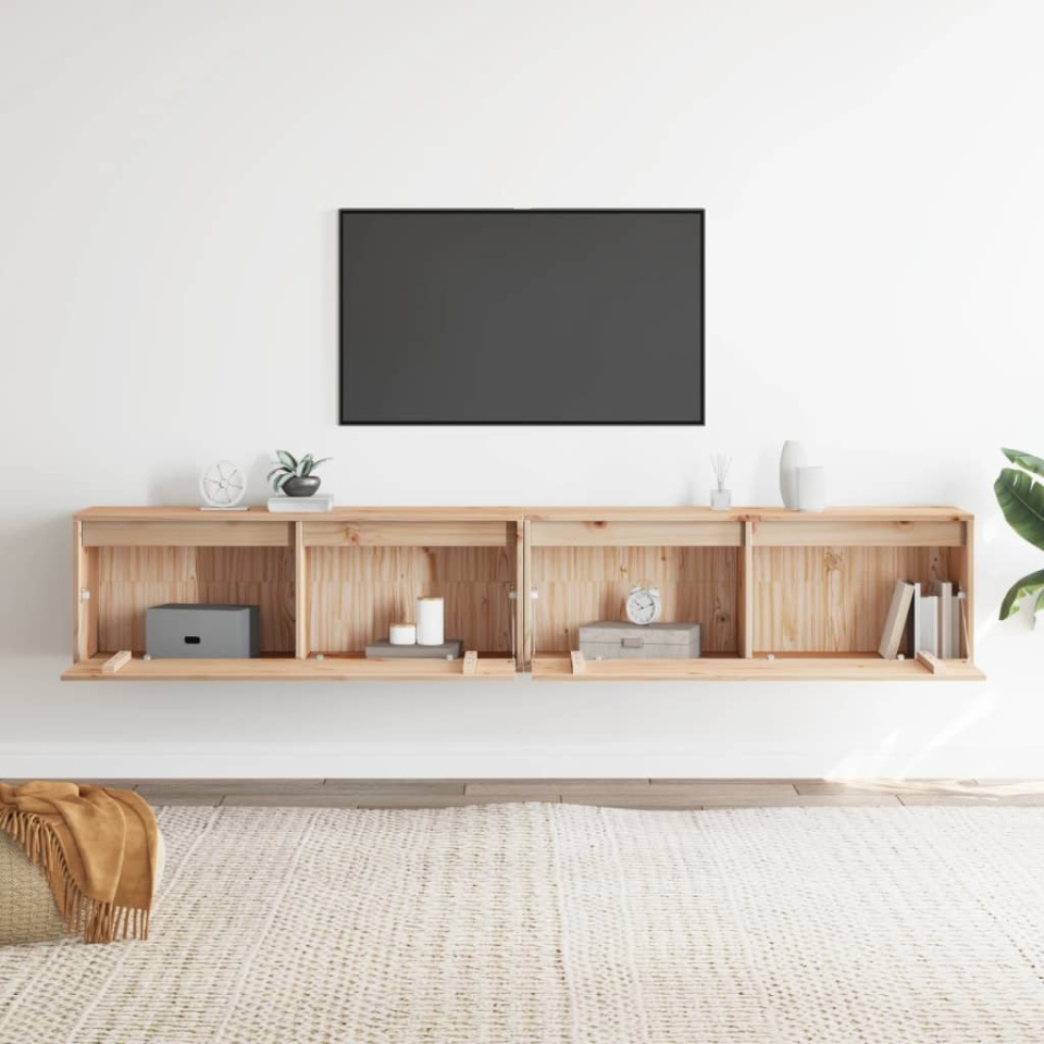 Dulapuri de perete 2 buc.,100x30x35 cm, lemn masiv de pin - 3 | YEO