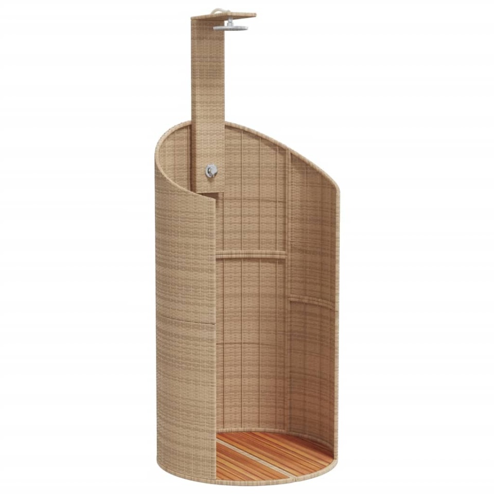 Duș de exterior, bej, 100x100x241,5 cm, poliratan/lemn acacia - 1 | YEO