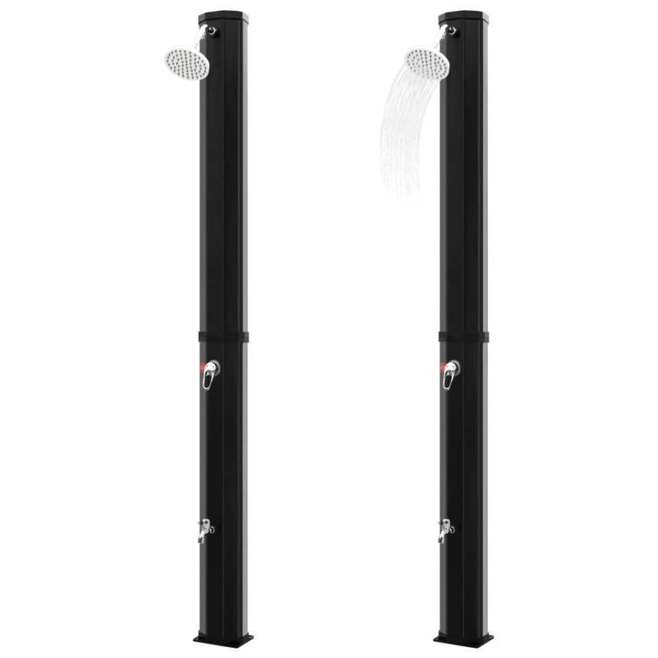 Duș solar de exterior cu cap de duș și robinet, negru, 35 L - 3 | YEO