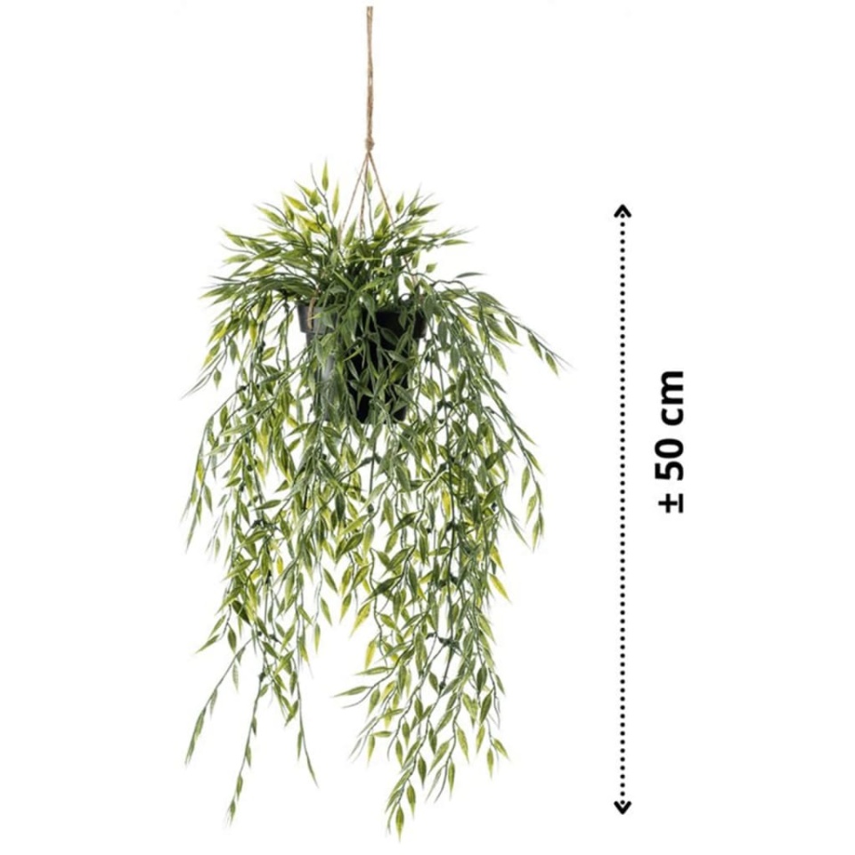 Emerald Tufă suspendată de bambus artificial în ghiveci, 50 cm - 2 | YEO