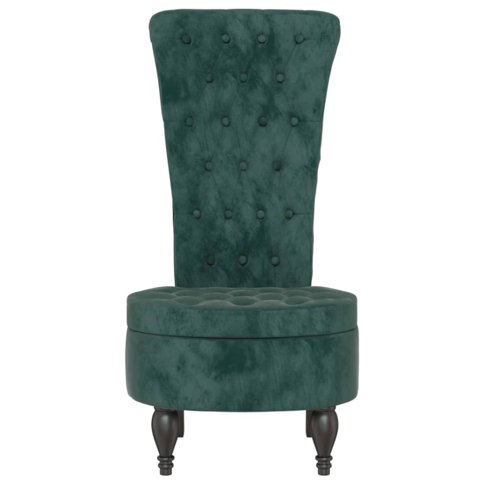 Fotoliu cu spătar înalt verde închis catifea design cu nasturi - 2 | YEO