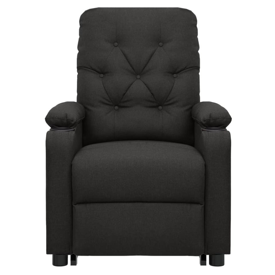 Fotoliu de masaj cu ridicare, negru, material textil - 2 | YEO