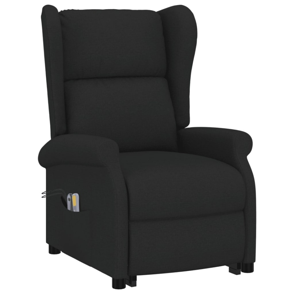 Fotoliu de masaj cu ridicare, negru, material textil - 2 | YEO