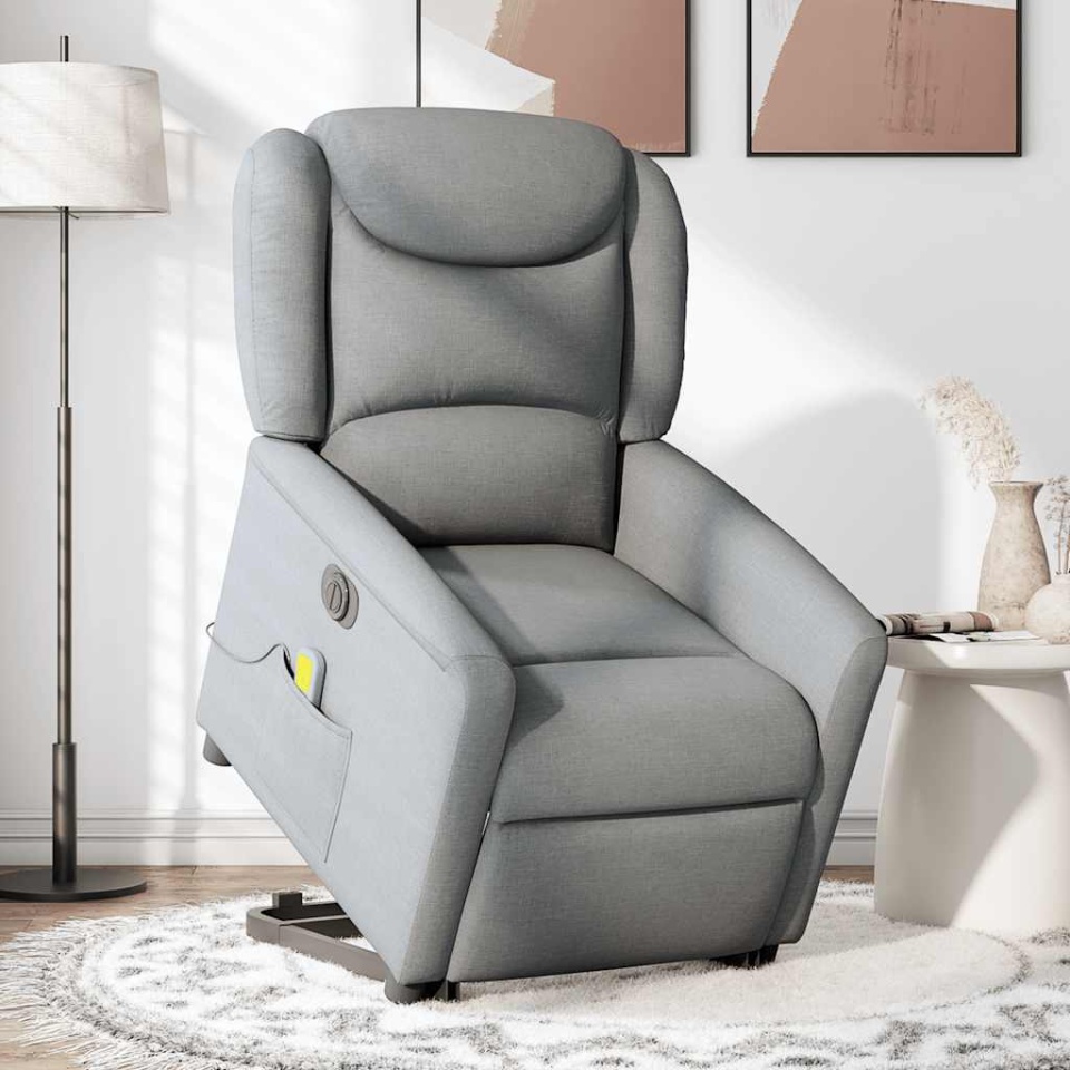 Fotoliu electric masaj rabatabil cu ridicare, gri închis textil - 1 | YEO