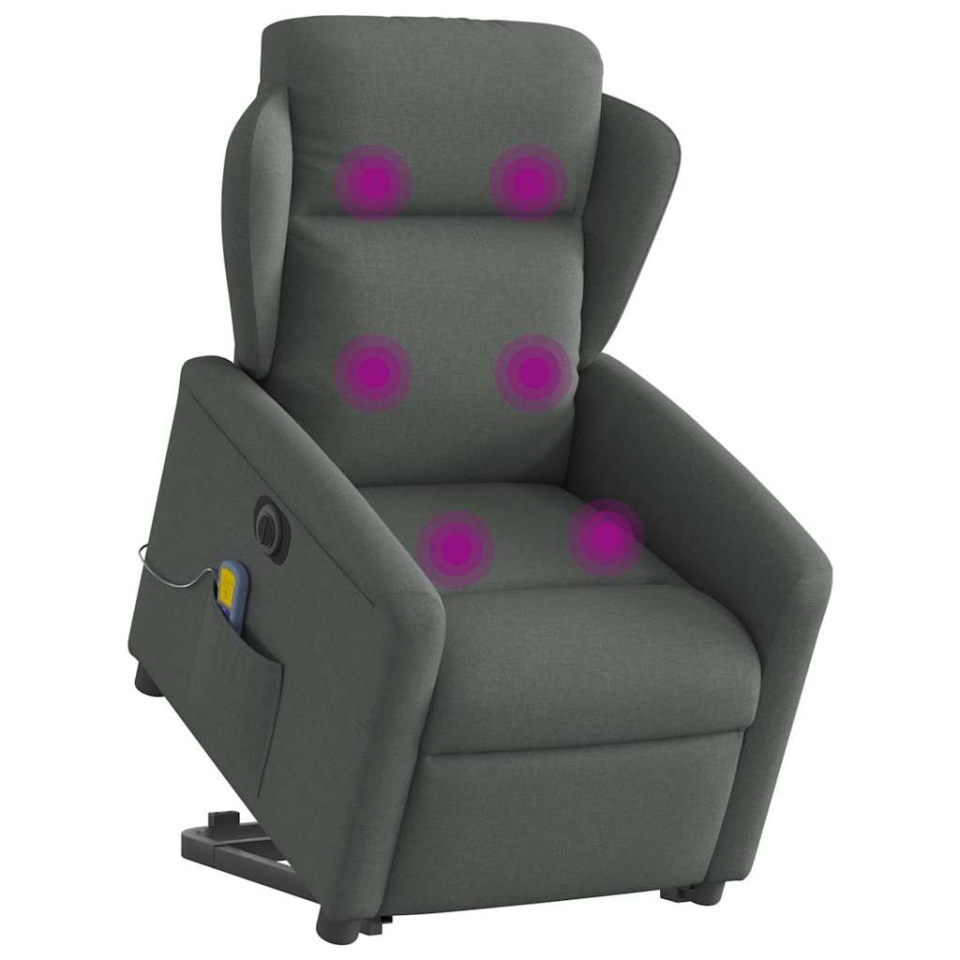 Fotoliu electric masaj rabatabil cu ridicare, gri închis textil - 2 | YEO