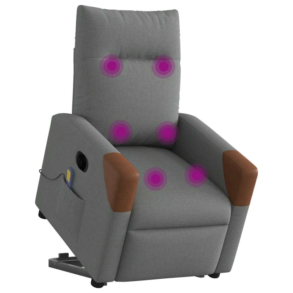 Fotoliu electric masaj rabatabil cu ridicare, gri închis textil - 2 | YEO