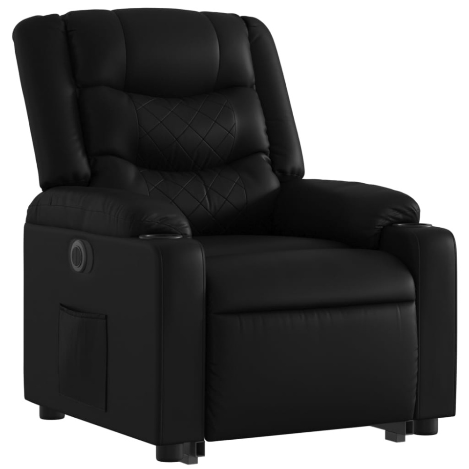 Fotoliu rabatabil electric cu ridicare, negru, piele ecologică - 3 | YEO