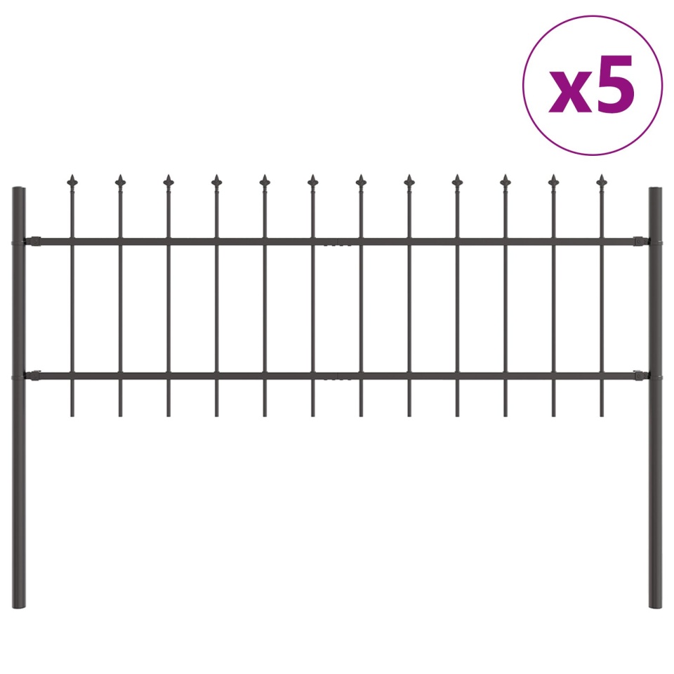 Gard cu vârf de lance, Gri, 8,5x0,6 m, din oțel - 1 | YEO