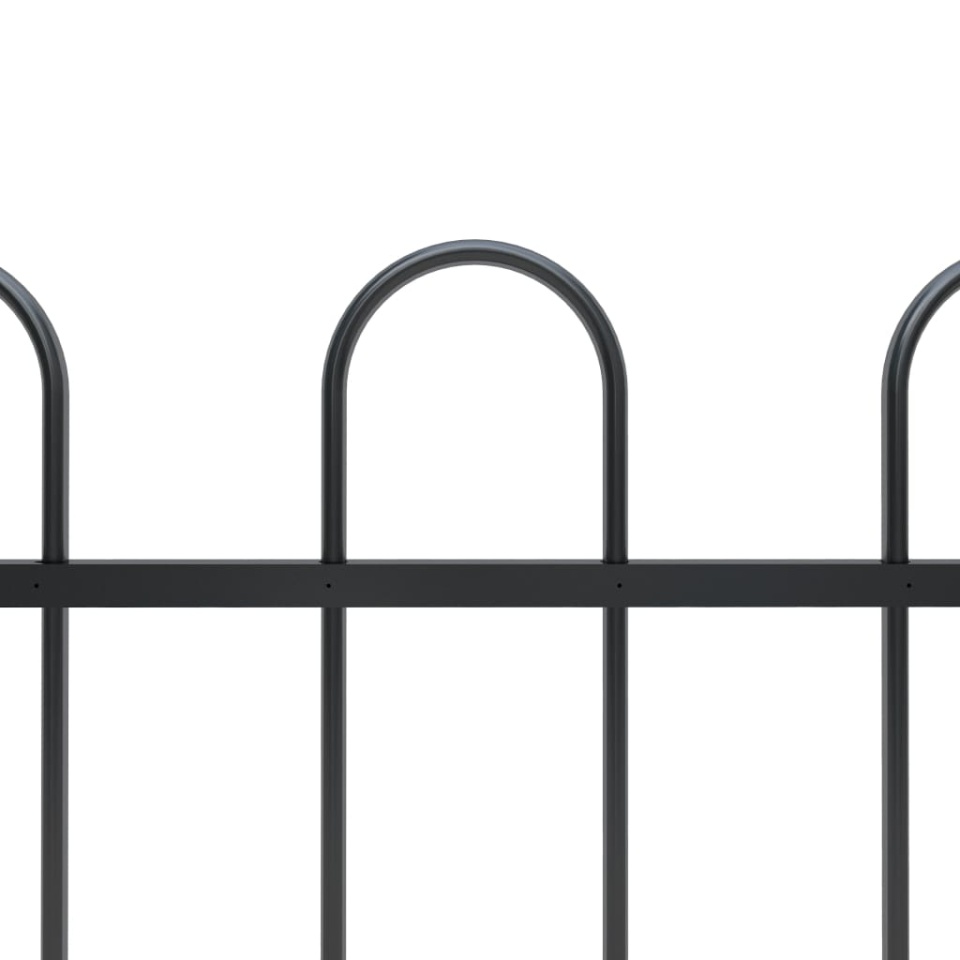 Gard de grădină cu vârf curbat, negru, 10,2 m, oțel - 2 | YEO