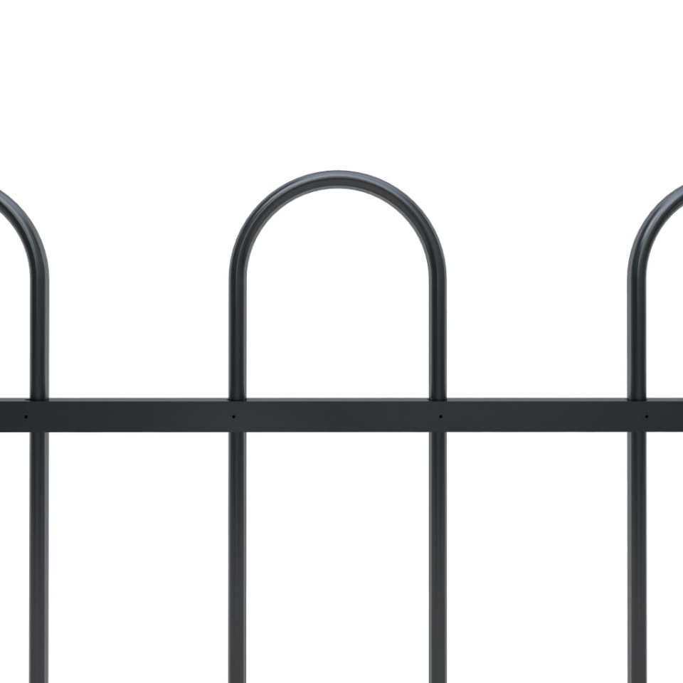 Gard de grădină cu vârf curbat, negru, 10,2 m, oțel - 2 | YEO