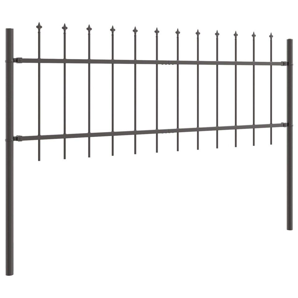 Gard de grădină cu vârf de lance, gri, 13,6x0,6 m, din oțel - 2 | YEO
