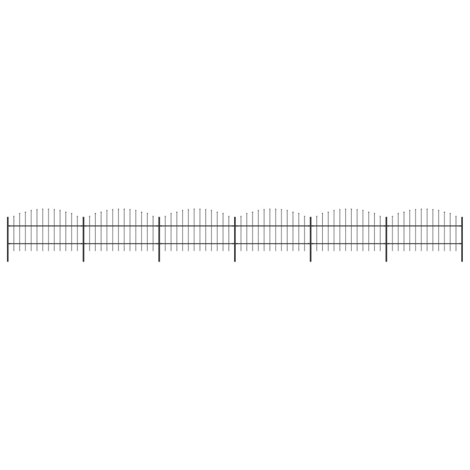 Gard de grădină cu vârf suliță, negru, 10,2 m, oțel