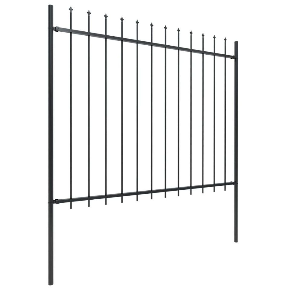 Gard de grădină cu vârf suliță, negru, 5,1 m, oțel - 1 | YEO