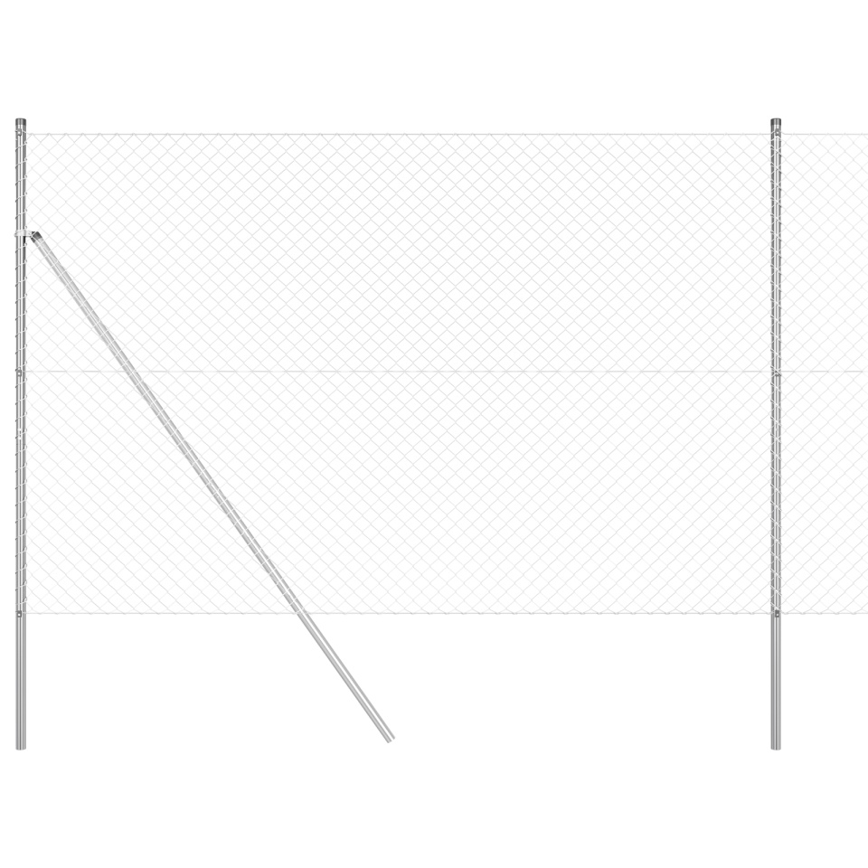 Gard din plasă de lanț cu 7 stâlpi 1.5x10 m din oțel galvanizat - 1 | YEO