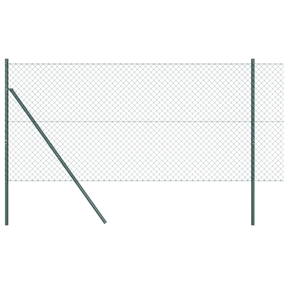 Gard din plasă de lanț cu 7 stâlpi 1.5x10 m Oțel galvanizat Verde - 1 | YEO