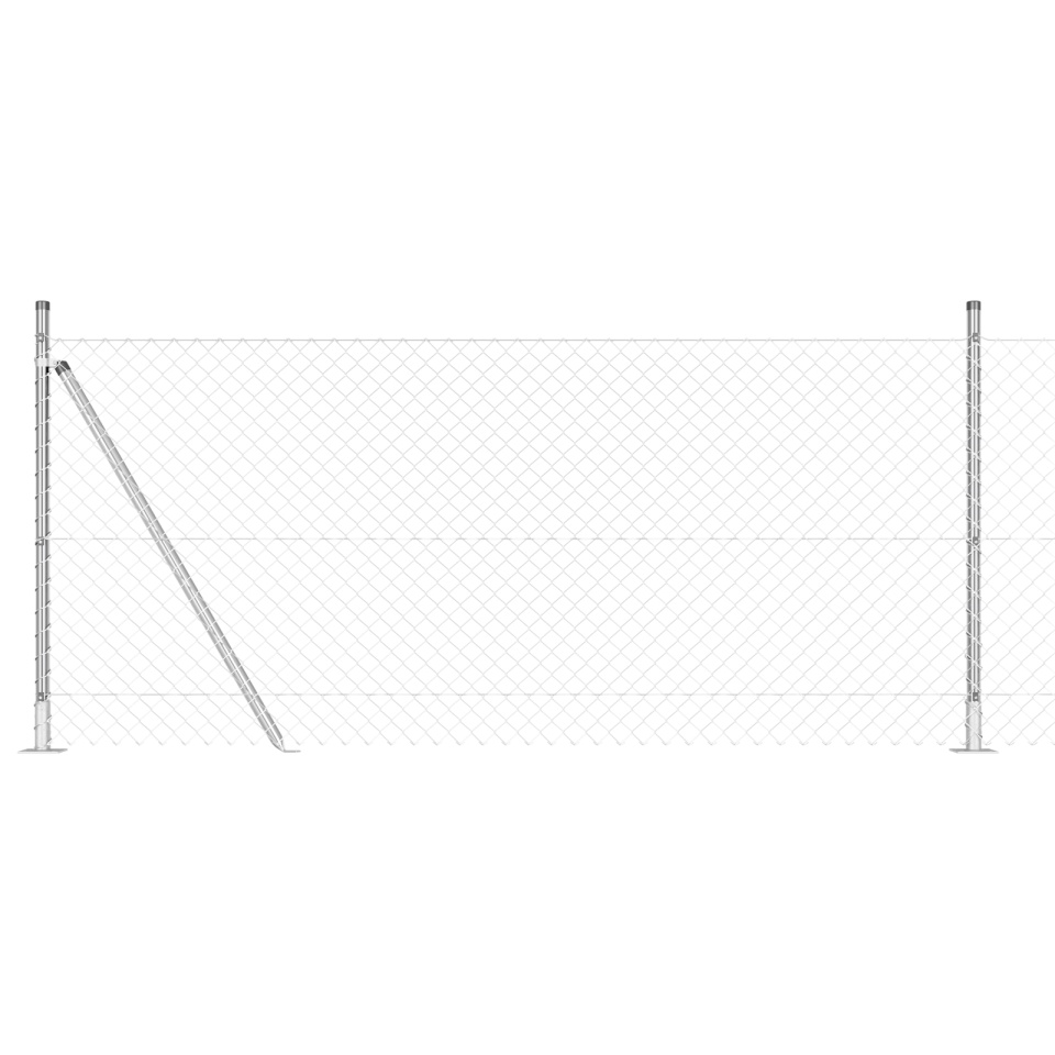 Gard din plasă de lanț cu 7 stâlpi flansați 1x10 m Oțel galvanizat - 1 | YEO