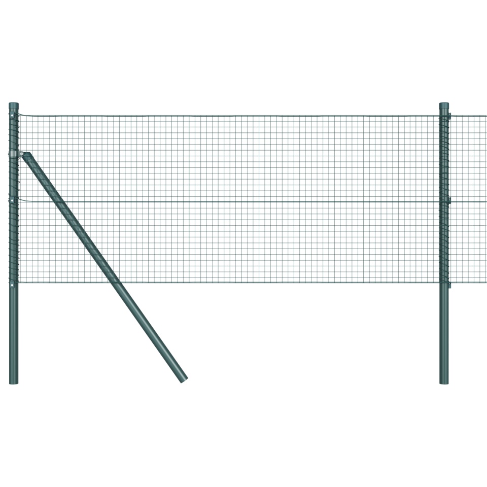 Gard din plasă sudată cu 13 stâlpi verde 0.8x25 m metal - 1 | YEO