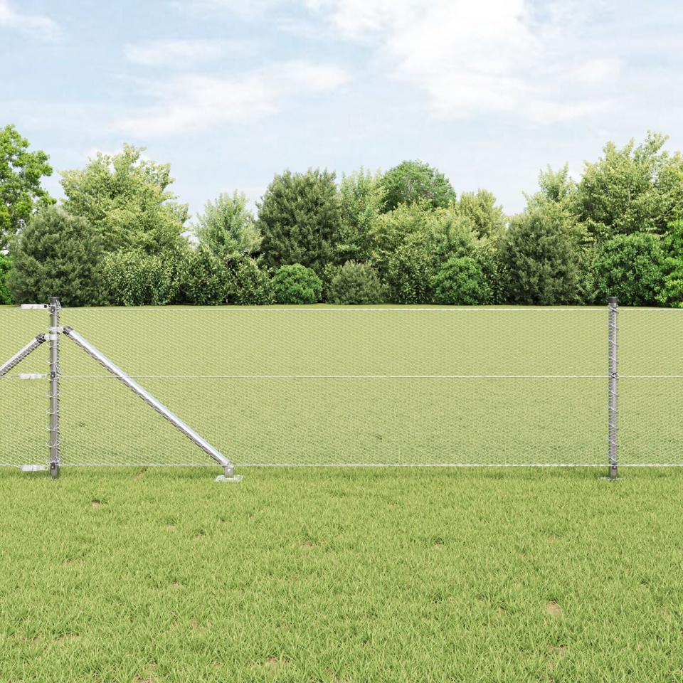 Gard Hexagonal 0.6x25 m Oțel Galvanizat, Stâlpi de Gard cu Vârf 13 buc Ø32 mm 80 cm Oțel Galvanizat
