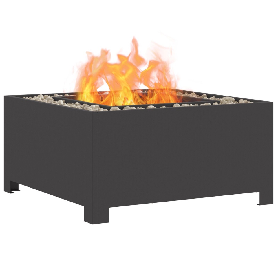 Grătar de foc Pătrat Negru 60x60x30 cm Oțel - 2 | YEO