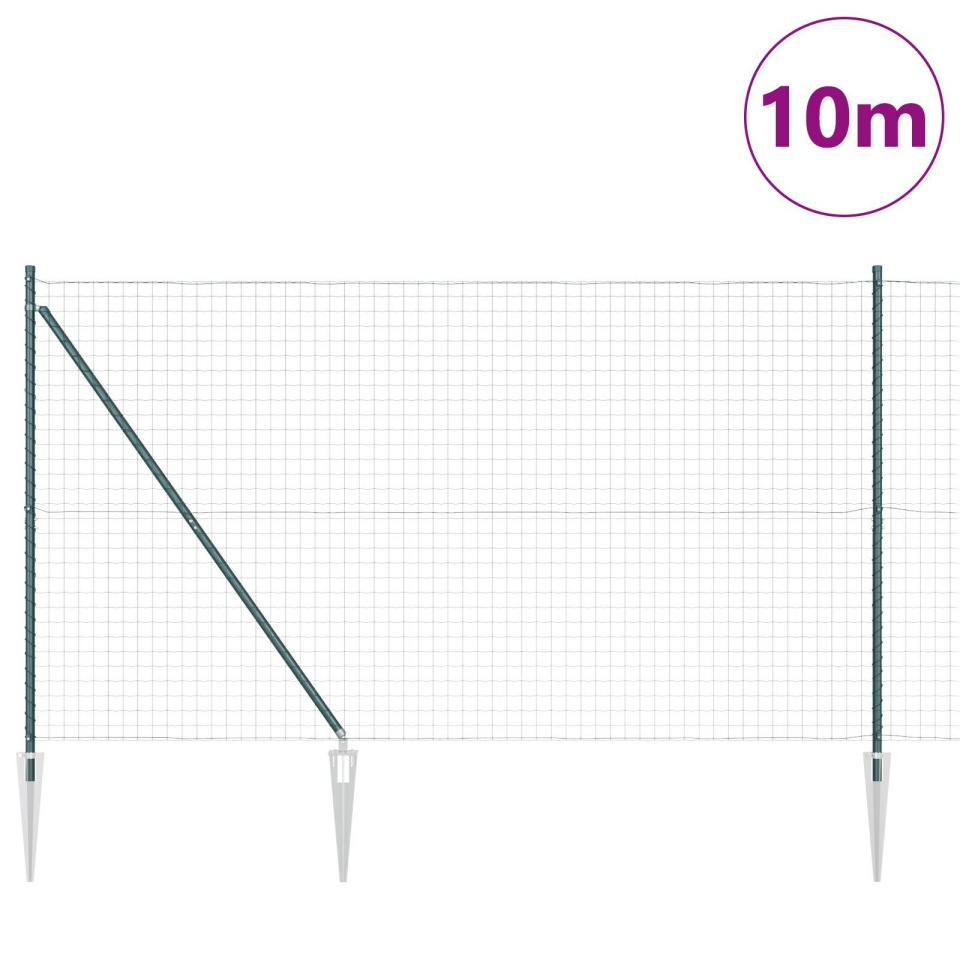 Împrejmuire Euro cu 7 țevi în vârf 1.5x10 m Oțel galvanizat Verde - 2 | YEO
