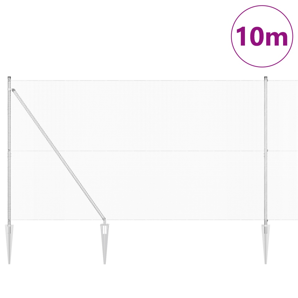 Împrejmuire Sudată cu 7 Stâlpi de Sprijin 1.6x10 m Oțel Galvanizat - 2 | YEO