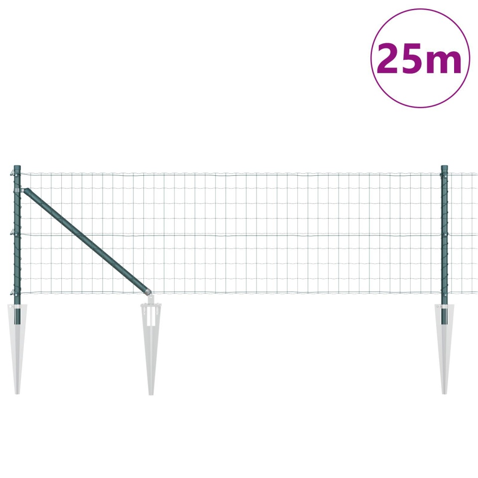Împrejmuitor Euro cu 13 posturi cu vârf 0.6x25 m Oțel galvanizat Verde - 2 | YEO