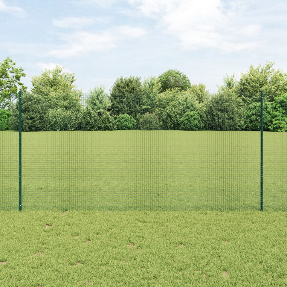 Îngrădire din Sârmă Sudată cu 11 Stâlpi U Verde 1.2x25 m Oțel