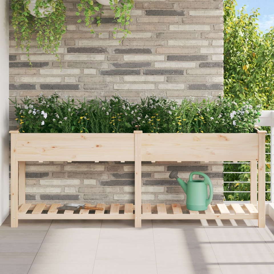 Jardiniță cu raft 203x53x76 cm din lemn masiv de brad