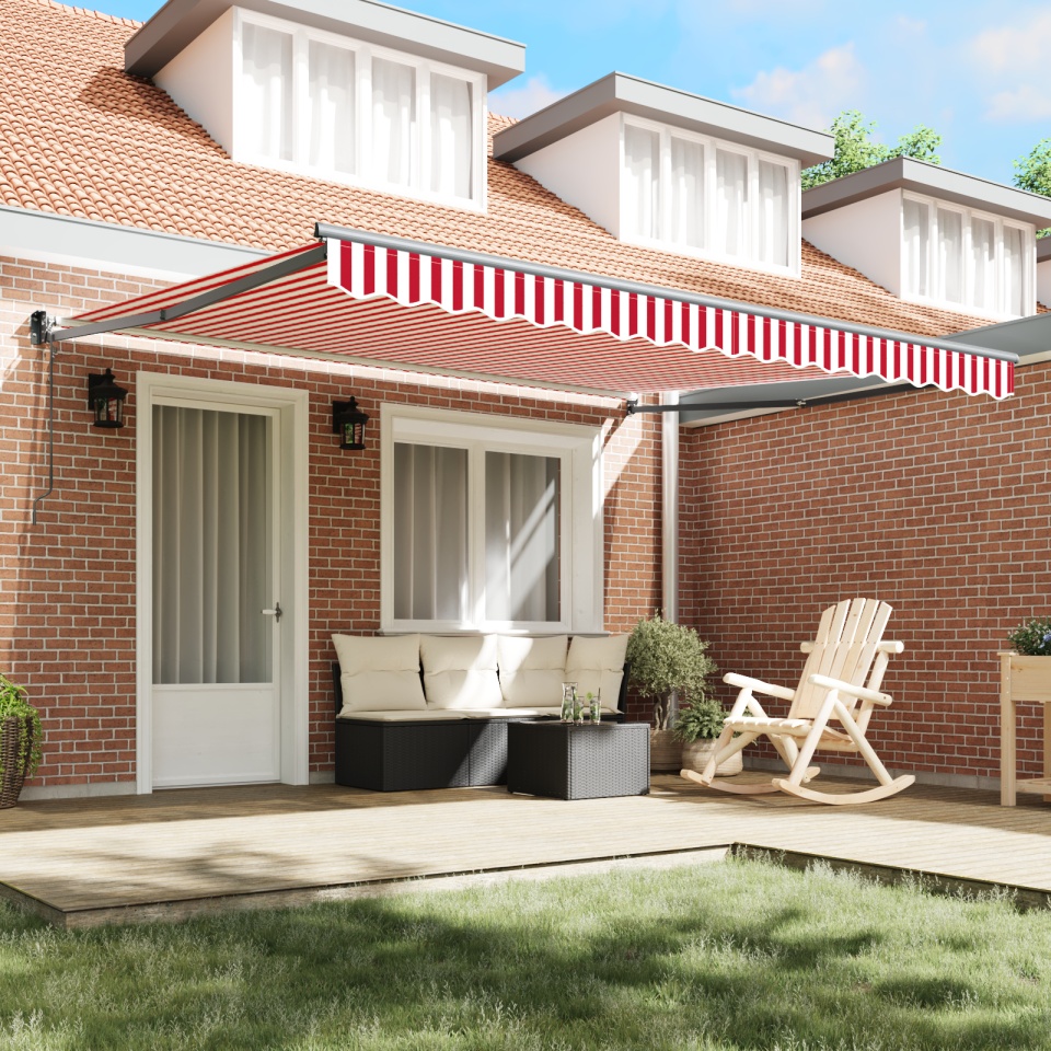 Marcheta Retractabilă Automată cu Dungi Roșii și Albe 400x300 cm - 2 | YEO