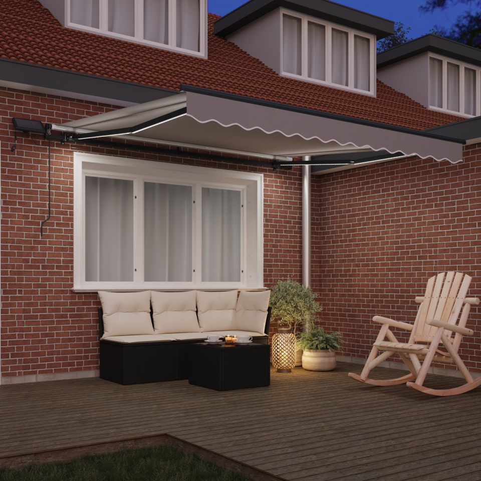 Marcheza retractabilă manuală cu LED Gri deschis 300x250 cm, Țesătură de înlocuire pentru marcheză 3x2,5 m Gri deschis - 2 | YEO