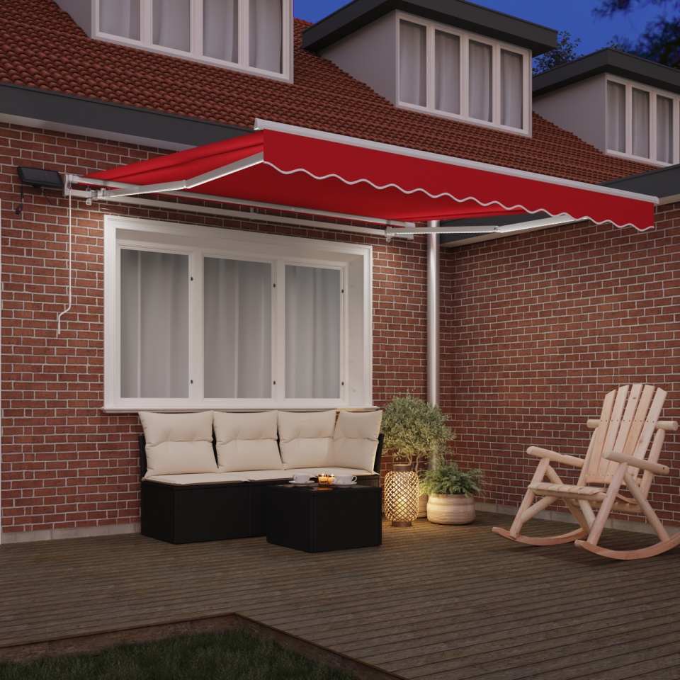 Marchiză Manuală Retractabilă cu LED Roșie 300x250 cm, Material de Înlocuire pentru Marchiză 3x2.5 m Roșie - 2 | YEO