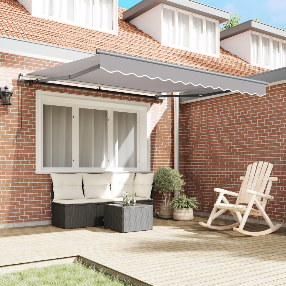 Marchiză manuală retractabilă gri deschis 350x250 cm, Țesătură de înlocuire pentru marchiză de 3.5x2.5m gri deschis - 2 | YEO