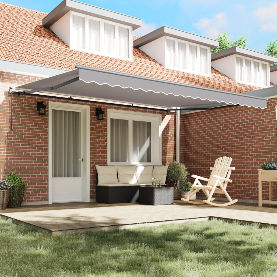 Marchiză manuală retractabilă gri deschis 450x300 cm, Material de înlocuire pentru marchiză pentru cadru de 4,5x3 m gri deschis - 2 | YEO
