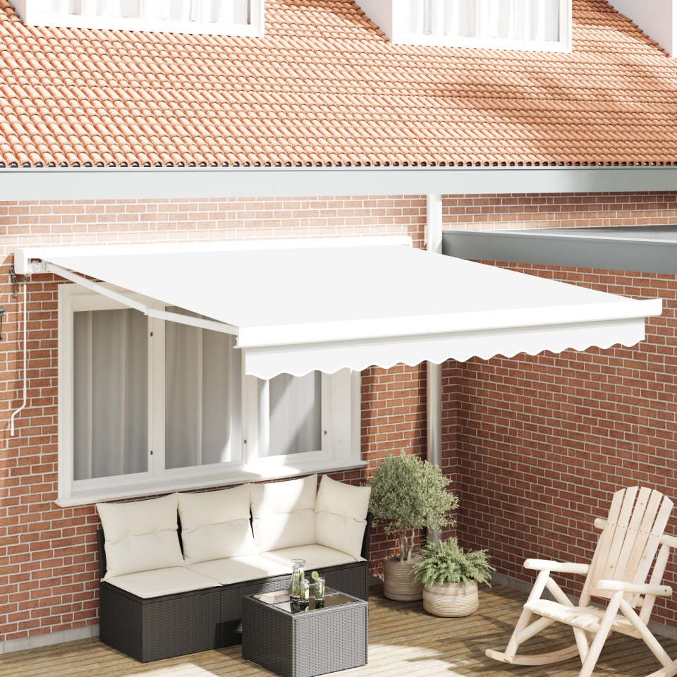 Marchiză retractabilă automată albă 300x250 cm, Marchiză de schimb pentru cadru de 3x2.5 m alb