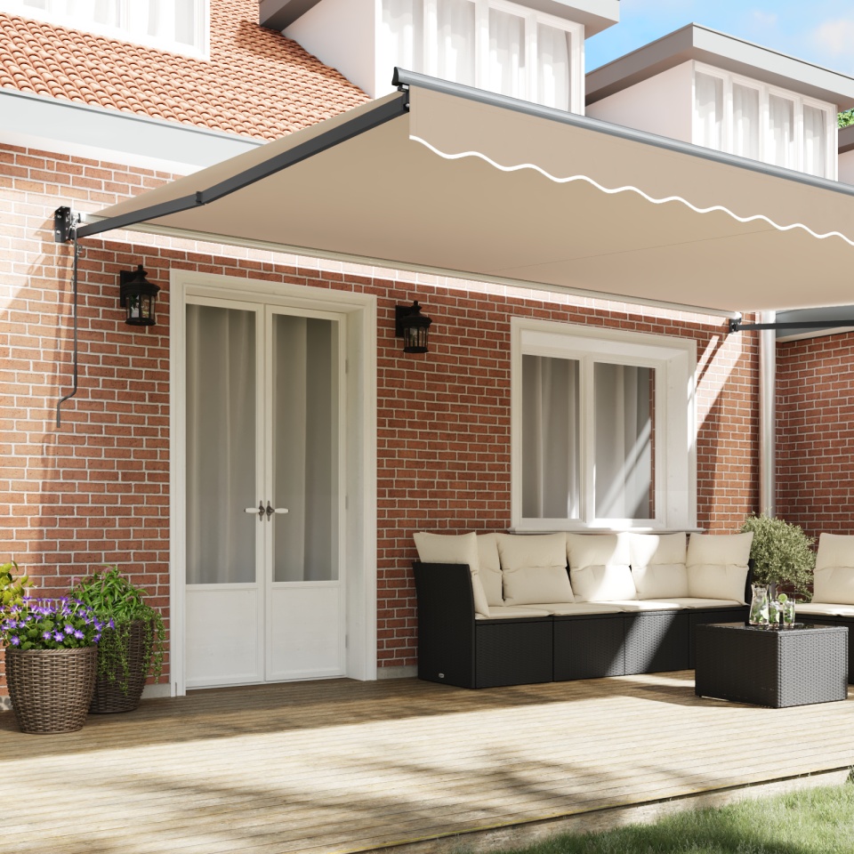 Marchiză Retractabilă Automată Bej 500x300 cm, Material de Înlocuire pentru Marchiză pentru Cadru de 5x3 m Bej - 2 | YEO