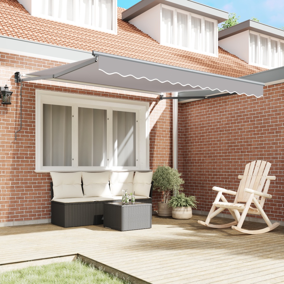 Marchiză Retractabilă Automată Gri 350x250 cm, Material pentru Marchiză de Înlocuire pentru Cadru de 3.5x2.5 m Gri Deschis - 2 | YEO