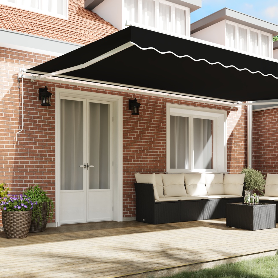 Marchiză retractabilă automată neagră 500x300 cm, Material pentru cadru de 5x3 m negru - 2 | YEO