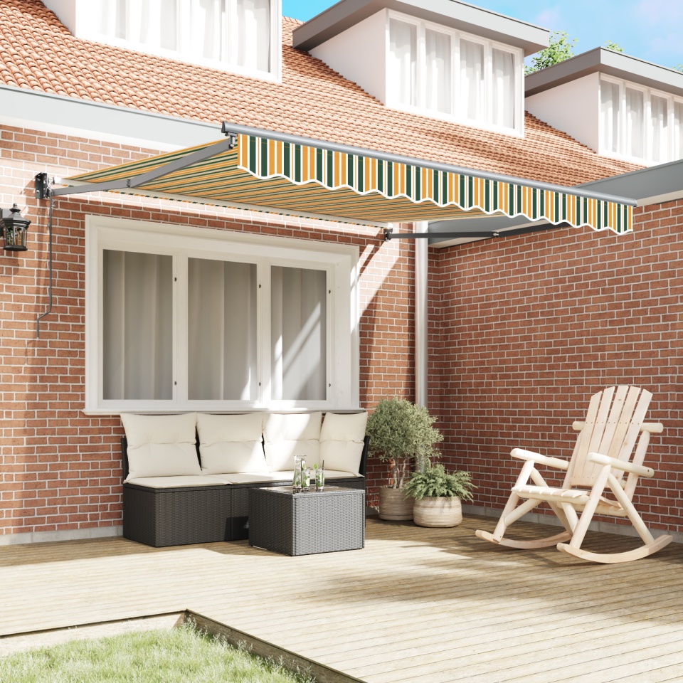 Marchiză retractabilă automată Verde și Galben 350x250 cm, Material de înlocuire pentru marchiza 3,5x2,5 m Cadru Verde și Galben - 2 | YEO