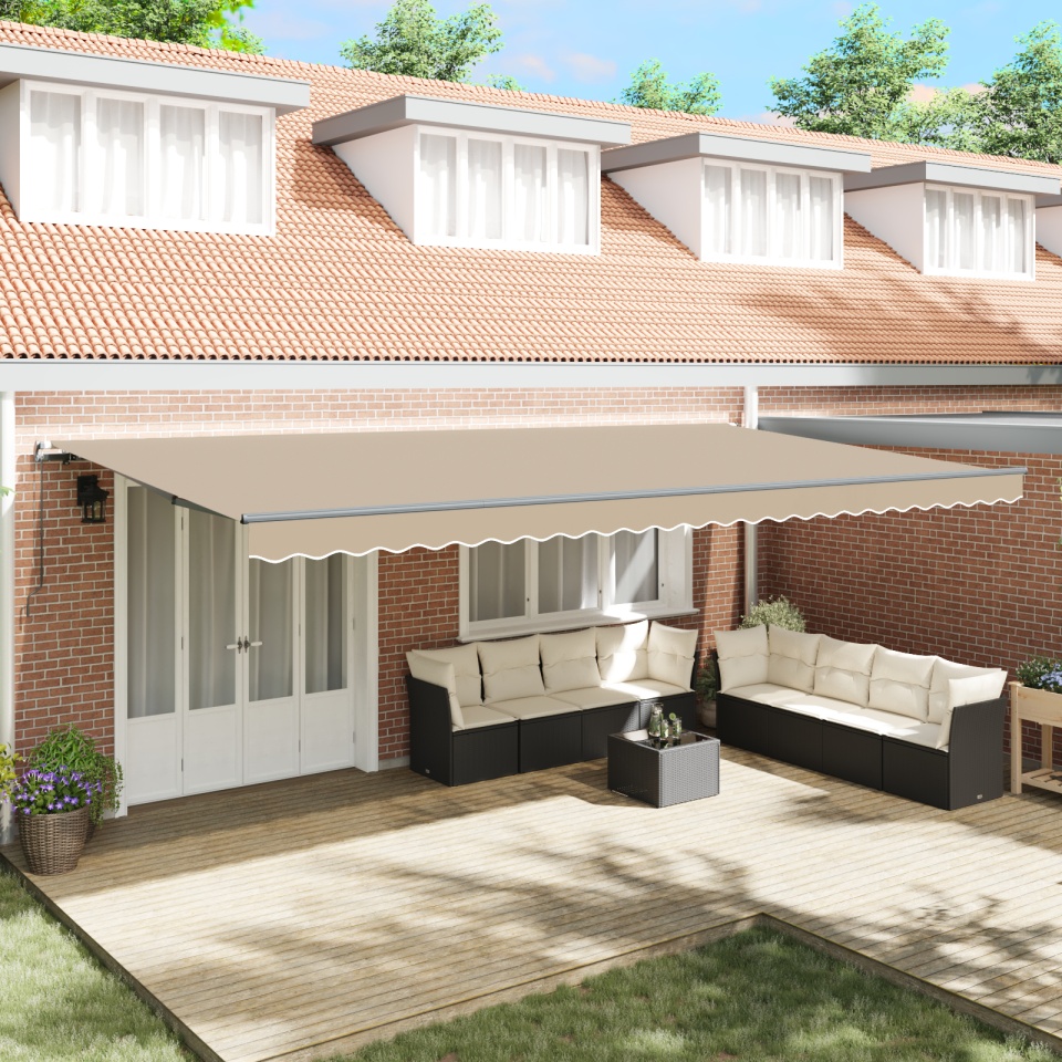 Marquize Manuale Retractabile Bej 600x300 cm, Material de înlocuire pentru marquize de 6x3 m Bej