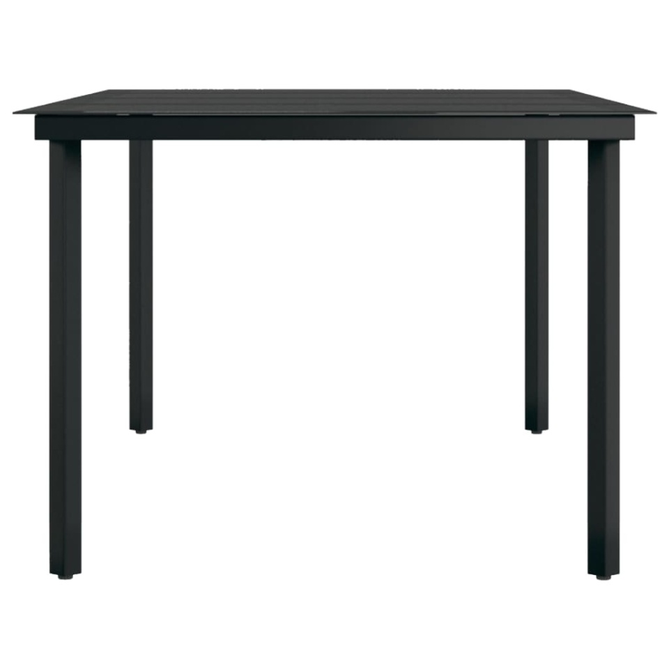 Masă de bucătărie de grădină, negru, 200x100x74 cm, oțel/sticlă - 3 | YEO