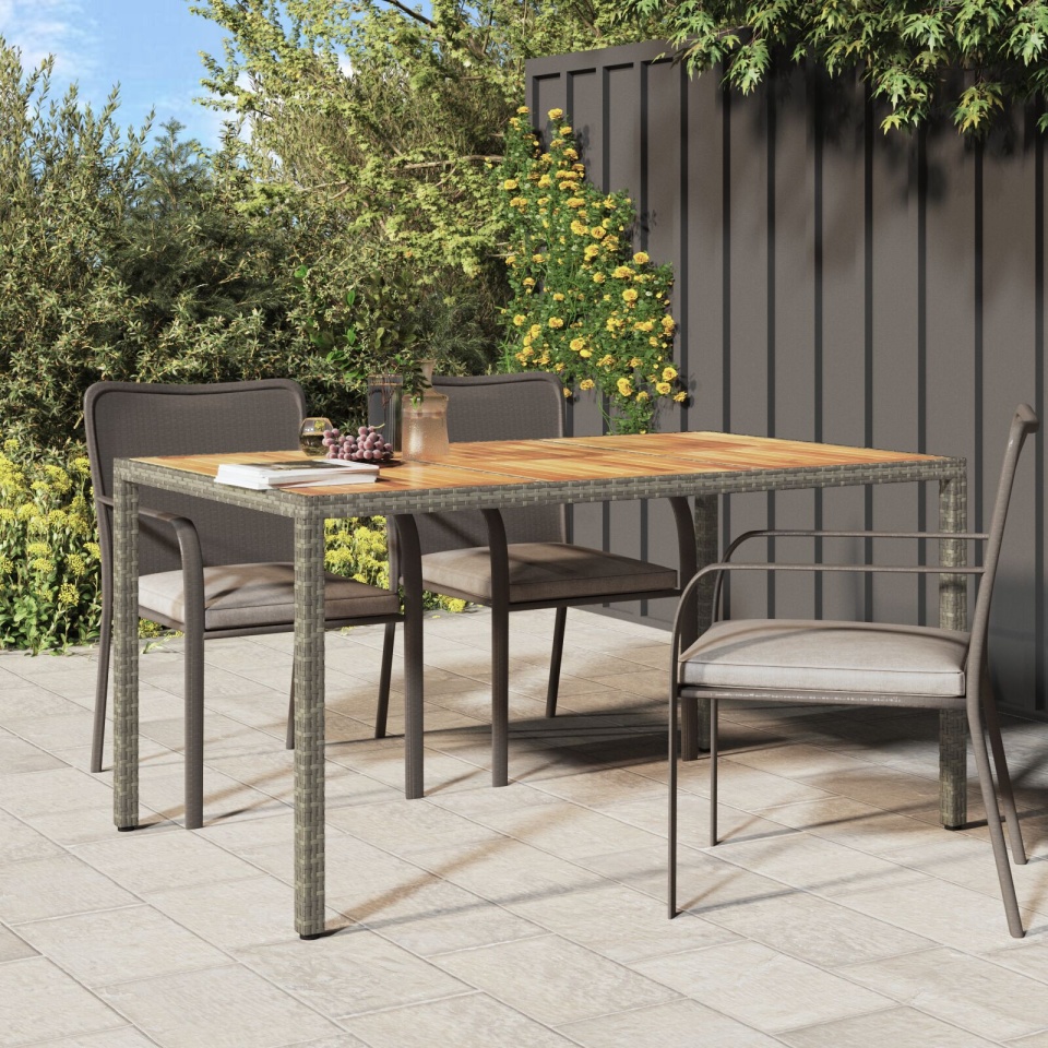 Masă de dining pentru grădină Gri 150x90x75 cm Poliratan