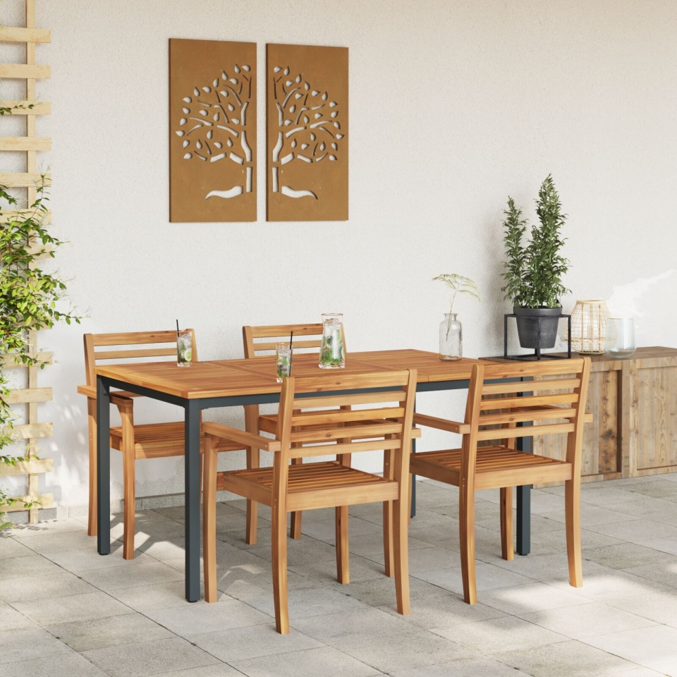 Masă de grădină 150x90x75 cm din lemn masiv de acacia și metal - 3 | YEO