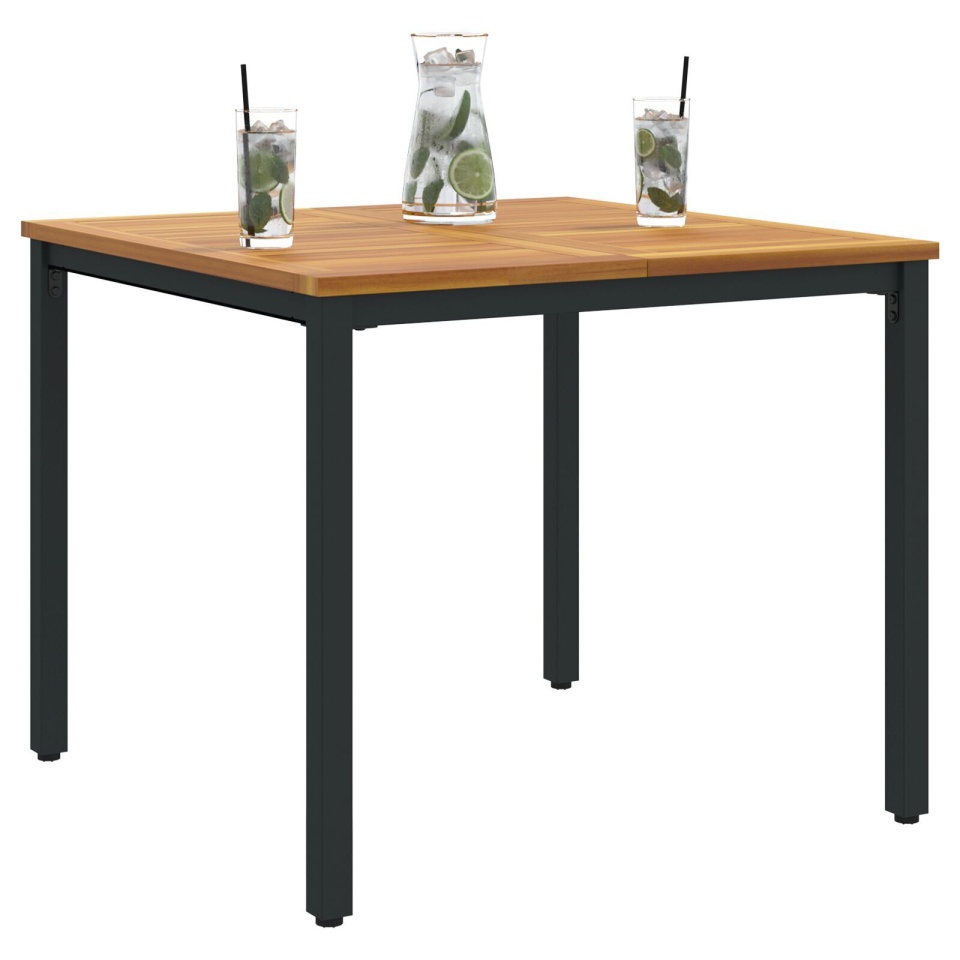 masă de grădină 90x90x75 cm din lemn masiv de acacia și metal - 2 | YEO