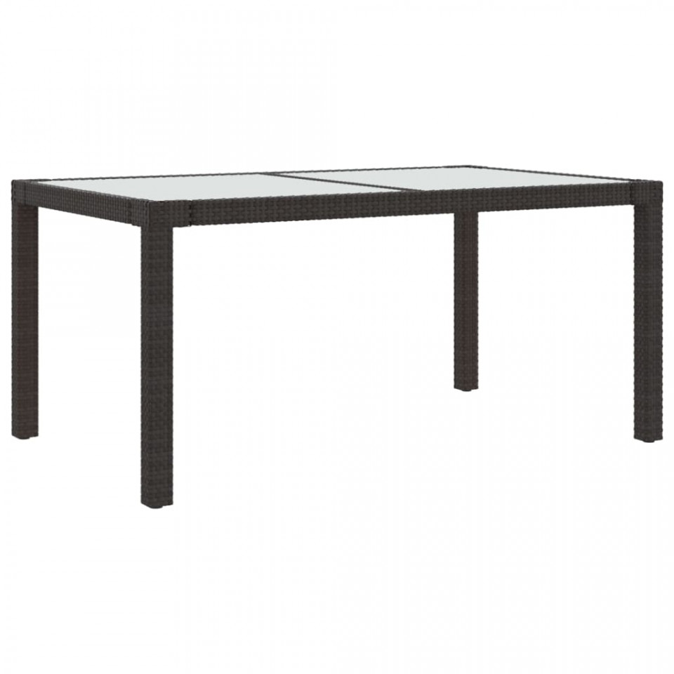 Masă de grădină maro150x90x75 cm sticlă securizată & poliratan - 1 | YEO