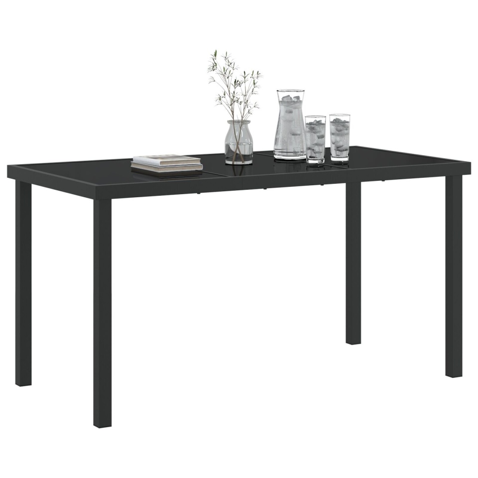 Masă de grădină Neagră 140x80x73 cm Sticlă securizată - 2 | YEO