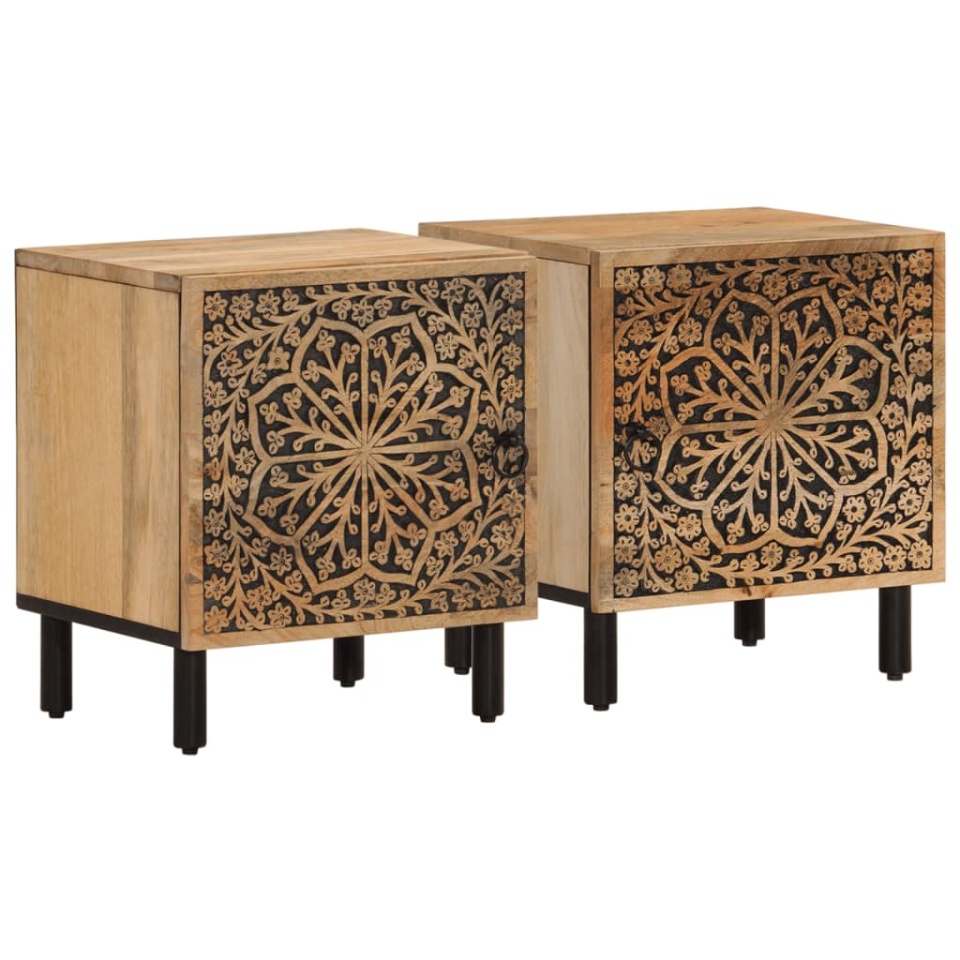 Noptiere, 2 buc., 40x33x46 cm, lemn masiv de acacia - 1 | YEO