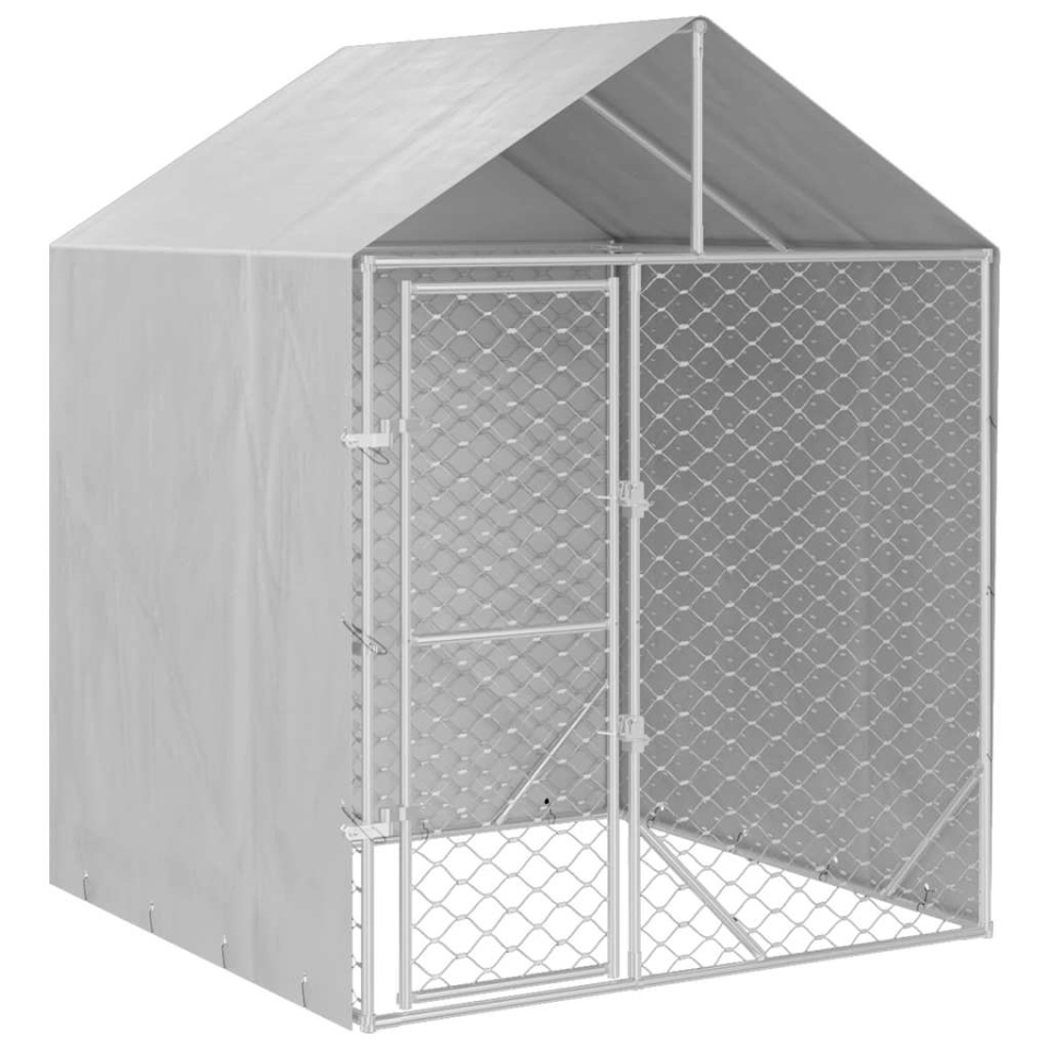 Padoc de exterior cu acoperiș argintiu 2x2x2,5m oțel galvanizat - 1 | YEO
