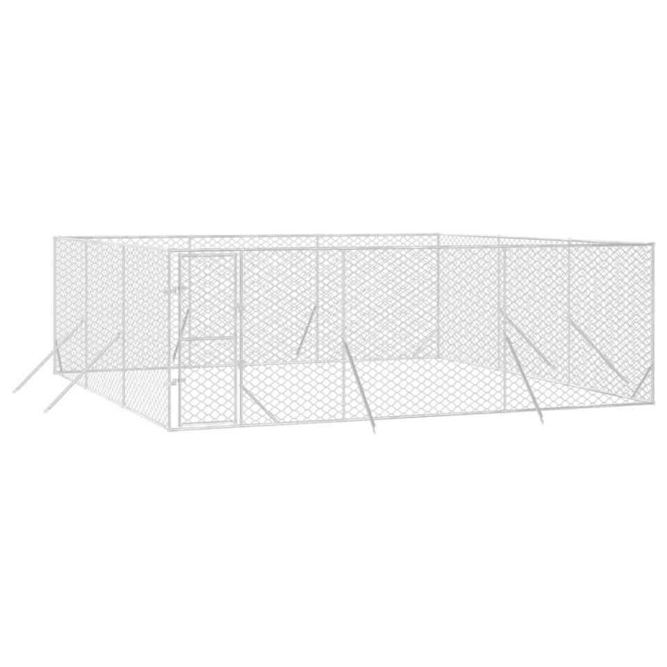 Padoc de exterior pentru câini argintiu 6x6x2 m oțel galvanizat - 2 | YEO